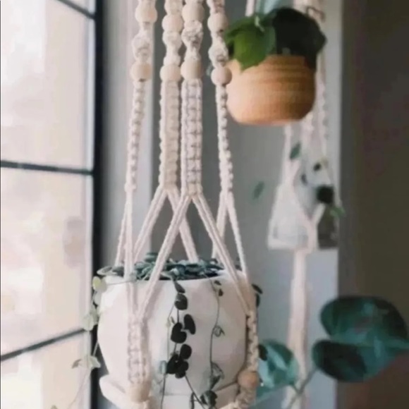 Boho Macrame Plant Hanger Planter Flower Basket - Picture 2 of 4